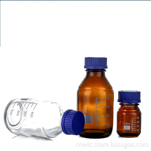 High BORO Silicone 3.3 Glass Reagent/Media Bottle with Blue Screw Cap: 100-20000ml Laboratory Glassware